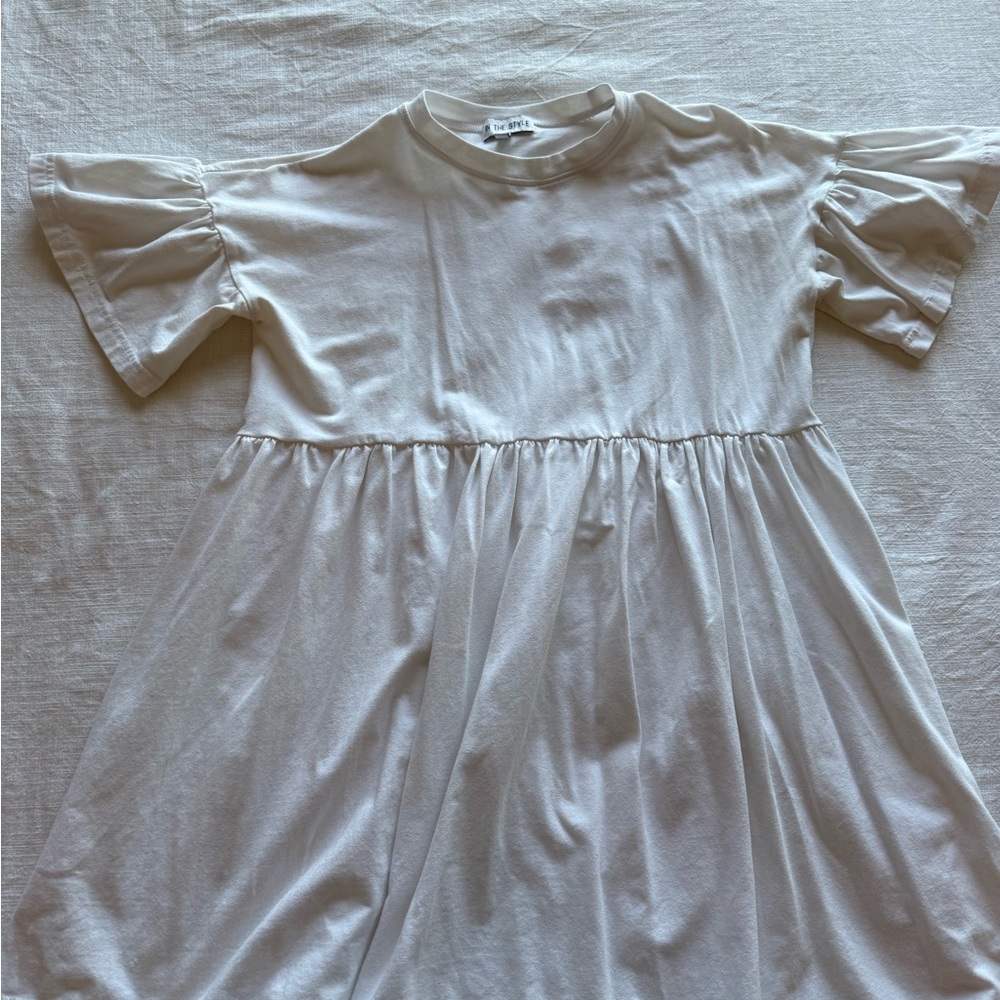 White Ruffle Sleeve Dress
